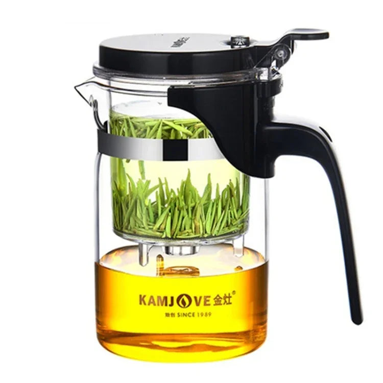 Conjunto Elegante KAMJOVE de Chá em Vidro Resistente ao Calor com Bule de Bolhas para Escritório, K-200 400ML, K-201 500ML, K-202 750ML, K-203 600ML, K-204 600ML, K-205 900ML