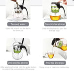 Conjunto Elegante KAMJOVE de Chá em Vidro Resistente ao Calor com Bule de Bolhas para Escritório, K-200 400ML, K-201 500ML, K-202 750ML, K-203 600ML, K-204 600ML, K-205 900ML