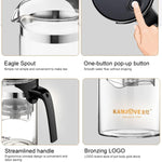 Conjunto Elegante KAMJOVE de Chá em Vidro Resistente ao Calor com Bule de Bolhas para Escritório, K-200 400ML, K-201 500ML, K-202 750ML, K-203 600ML, K-204 600ML, K-205 900ML