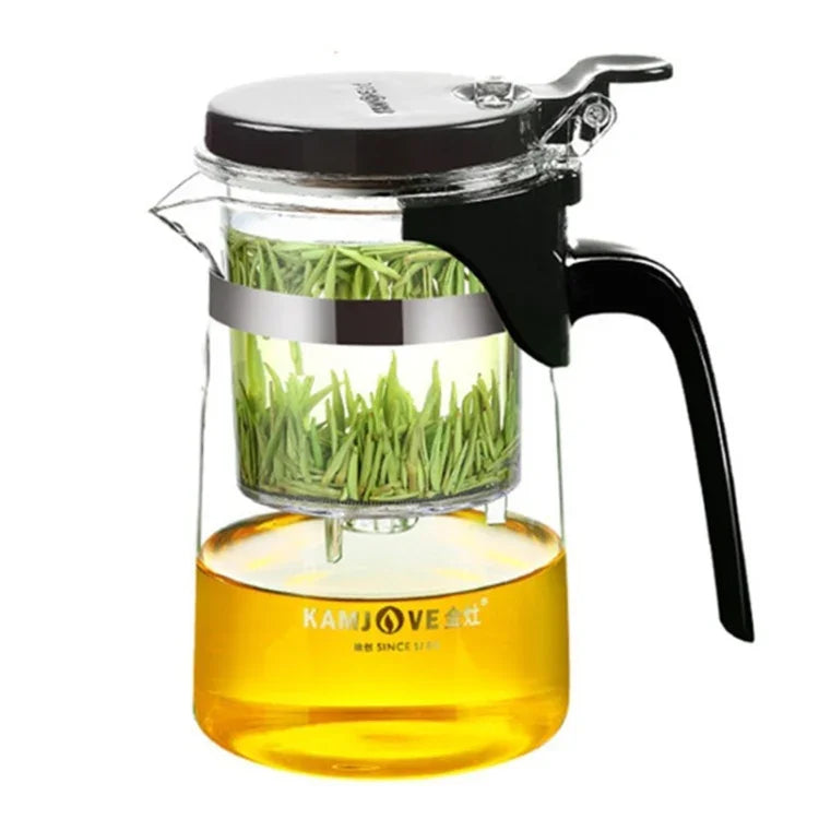 Conjunto Elegante KAMJOVE de Chá em Vidro Resistente ao Calor com Bule de Bolhas para Escritório, K-200 400ML, K-201 500ML, K-202 750ML, K-203 600ML, K-204 600ML, K-205 900ML