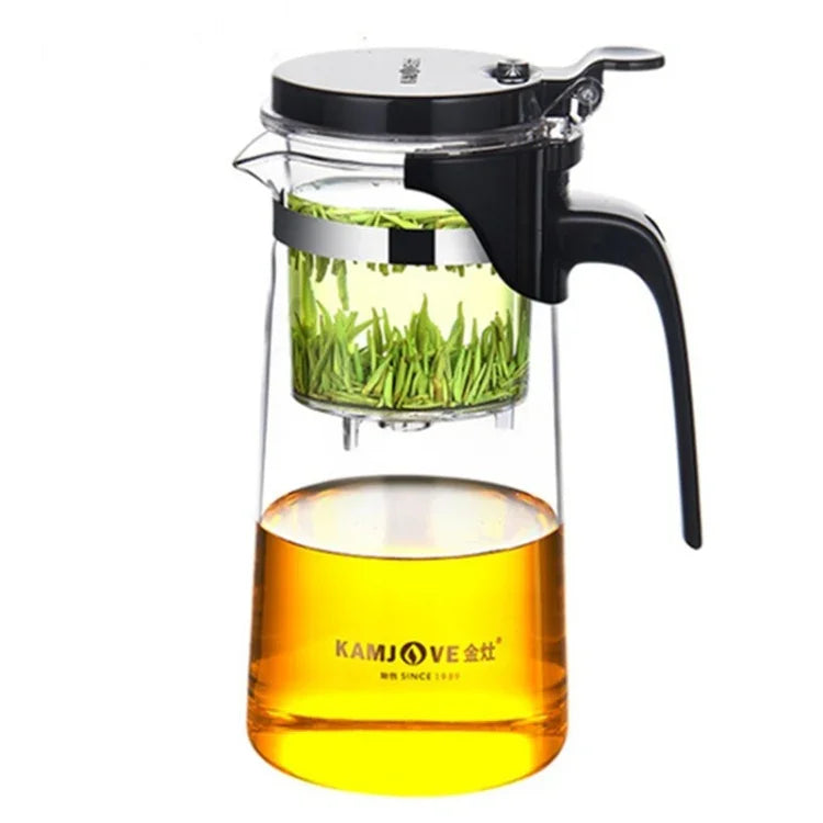 Conjunto Elegante KAMJOVE de Chá em Vidro Resistente ao Calor com Bule de Bolhas para Escritório, K-200 400ML, K-201 500ML, K-202 750ML, K-203 600ML, K-204 600ML, K-205 900ML