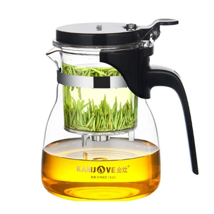 Conjunto Elegante KAMJOVE de Chá em Vidro Resistente ao Calor com Bule de Bolhas para Escritório, K-200 400ML, K-201 500ML, K-202 750ML, K-203 600ML, K-204 600ML, K-205 900ML