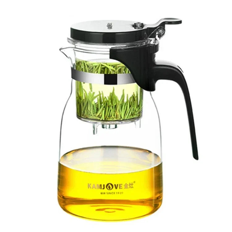 Conjunto Elegante KAMJOVE de Chá em Vidro Resistente ao Calor com Bule de Bolhas para Escritório, K-200 400ML, K-201 500ML, K-202 750ML, K-203 600ML, K-204 600ML, K-205 900ML