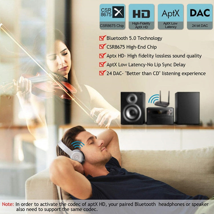 Adaptador Bluetooth 5.0 VIKEFON BT-21 Transmissor e Receptor de Áudio Bluetooth
