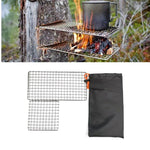 Suporte para Panelas de Campismo Exterior Quadrado em Aço Inoxidável 304, Grelha para Churrasco Simples para Fogão a Lenha