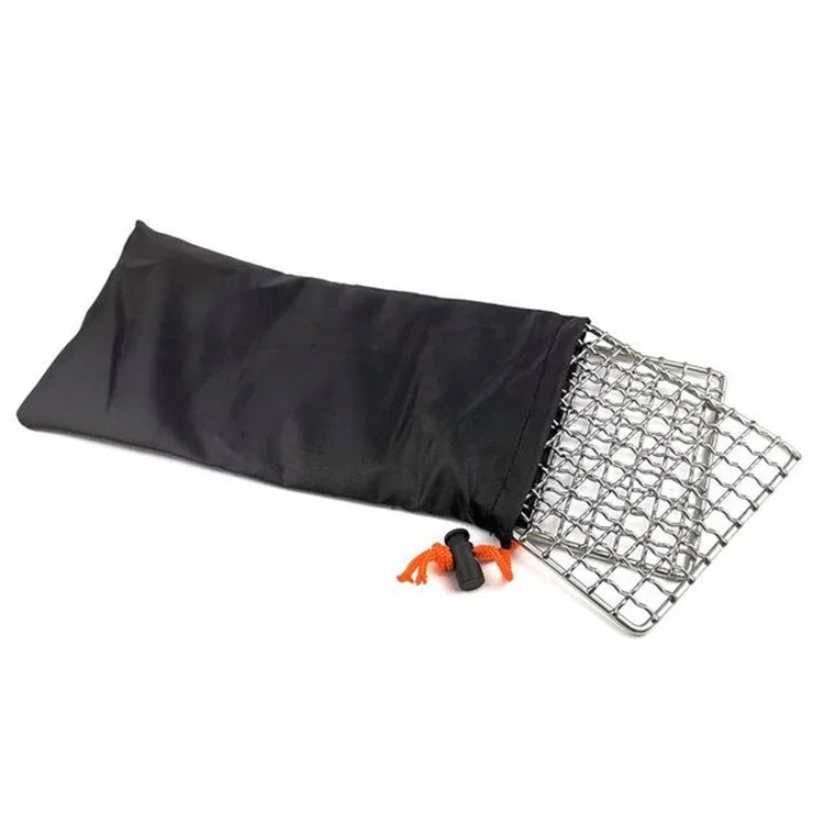 Suporte para Panelas de Campismo Exterior Quadrado em Aço Inoxidável 304, Grelha para Churrasco Simples para Fogão a Lenha