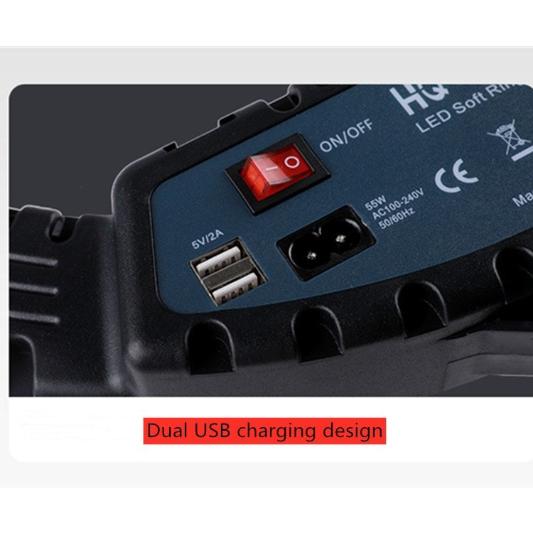 Kit de luzes LED anel HQ-18N 18 polegadas 45cm para vlogging, fotografia e vídeo com controlo remoto, suporte para telemóvel e tripé de 2,1m, ficha EU, 18 polegadas