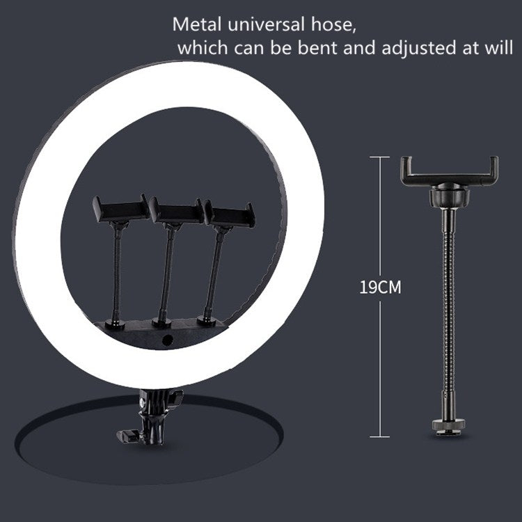 Kit de luzes LED anel HQ-18N 18 polegadas 45cm para vlogging, fotografia e vídeo com controlo remoto, suporte para telemóvel e tripé de 2,1m, ficha EU, 18 polegadas