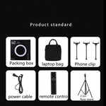 Kit de luzes LED anel HQ-18N 18 polegadas 45cm para vlogging, fotografia e vídeo com controlo remoto, suporte para telemóvel e tripé de 2,1m, ficha EU, 18 polegadas
