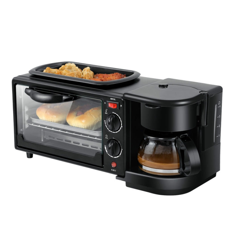 Máquina Elétrica de Pequeno-almoço 3 em 1 Multifuncional Cafeteira + Frigideira + Mini Forno Forno Doméstico para Pão e Pizza, Cafeteira Multifuncional 3 em 1