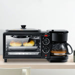 Máquina Elétrica de Pequeno-almoço 3 em 1 Multifuncional Cafeteira + Frigideira + Mini Forno Forno Doméstico para Pão e Pizza, Cafeteira Multifuncional 3 em 1