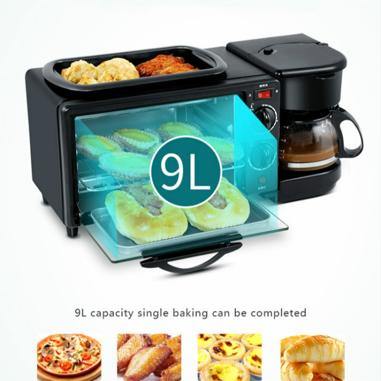 Máquina Elétrica de Pequeno-almoço 3 em 1 Multifuncional Cafeteira + Frigideira + Mini Forno Forno Doméstico para Pão e Pizza, Cafeteira Multifuncional 3 em 1