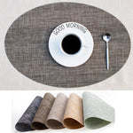 Tapete Oval de PVC para Mesa de Jantar Isolante Térmico Antiderrapante para Pratos, Tigelas e Talheres