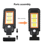 Lâmpada de parede com indução solar, corpo de lâmpada LED impermeável para exterior, iluminação de rua, 128 COB