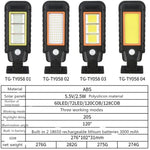 Lâmpada de parede com indução solar, corpo de lâmpada LED impermeável para exterior, iluminação de rua, 128 COB