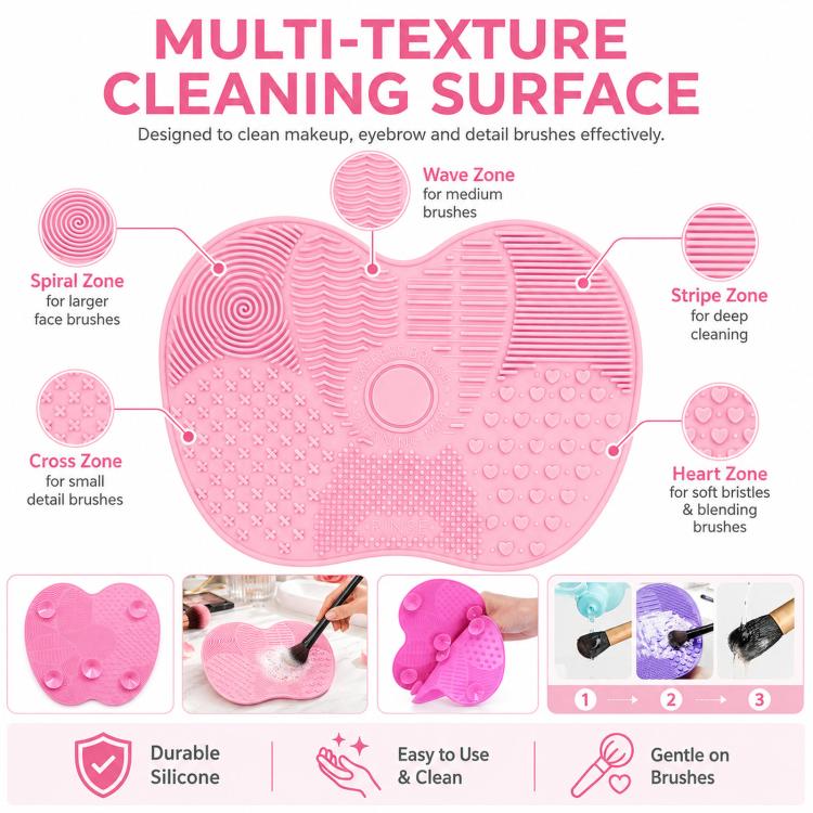 Tapete de Limpeza para Pincéis de Silicone, Ferramenta de Lavagem para Pincéis de Maquilhagem e Sobrancelhas, Almofada de Limpeza, Escova, Ferramenta de Limpeza de Maquilhagem, Rosa, Verde, Preto, Roxo Escuro, Roxo Claro, Vermelho Rosa