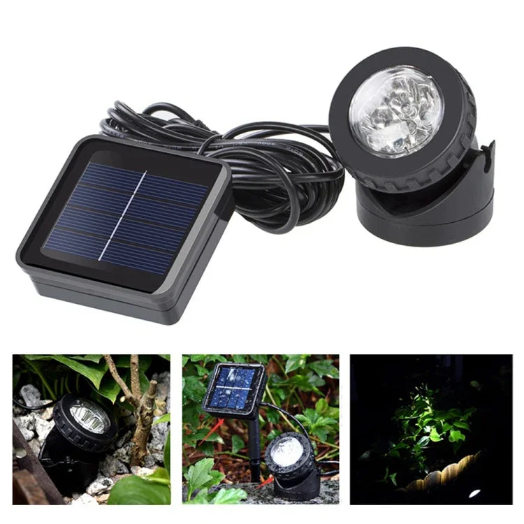 Projetor Solar Exterior para Piscina e Jardim, Iluminação Paisagística de Uso Duplo IP65 LED Solar