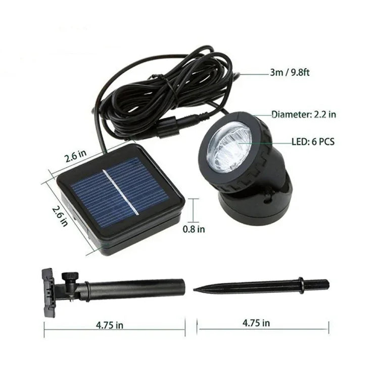 Projetor Solar Exterior para Piscina e Jardim, Iluminação Paisagística de Uso Duplo IP65 LED Solar