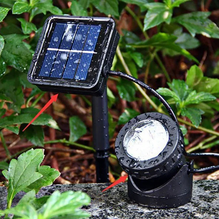 Projetor Solar Exterior para Piscina e Jardim, Iluminação Paisagística de Uso Duplo IP65 LED Solar