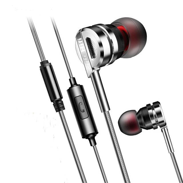 Auscultadores D05 Metálicos Estéreo com Microfone Cancelamento de Ruído para Telefone Xiaomi Música