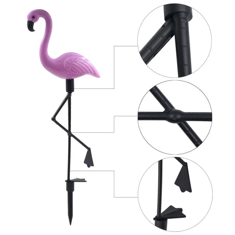 Luz de Relvado Solar Impermeável 3 em 1 Flamingo LED para Jardim, Caminho e Paisagem, Lâmpada Noturna