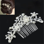 Presilhas de Cabelo de Casamento Flor Romântica de Cristal Pérola Pregadeira de Cabelo Coroa Nupcial de Strass Pente de Cabelo para Noiva