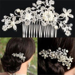 Presilhas de Cabelo de Casamento Flor Romântica de Cristal Pérola Pregadeira de Cabelo Coroa Nupcial de Strass Pente de Cabelo para Noiva