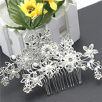 Presilhas de Cabelo de Casamento Flor Romântica de Cristal Pérola Pregadeira de Cabelo Coroa Nupcial de Strass Pente de Cabelo para Noiva