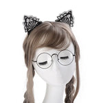 Faixa de Cabelo Feminina com Renda e Orelhas de Gato Adoráveis Corrente para a Cabeça