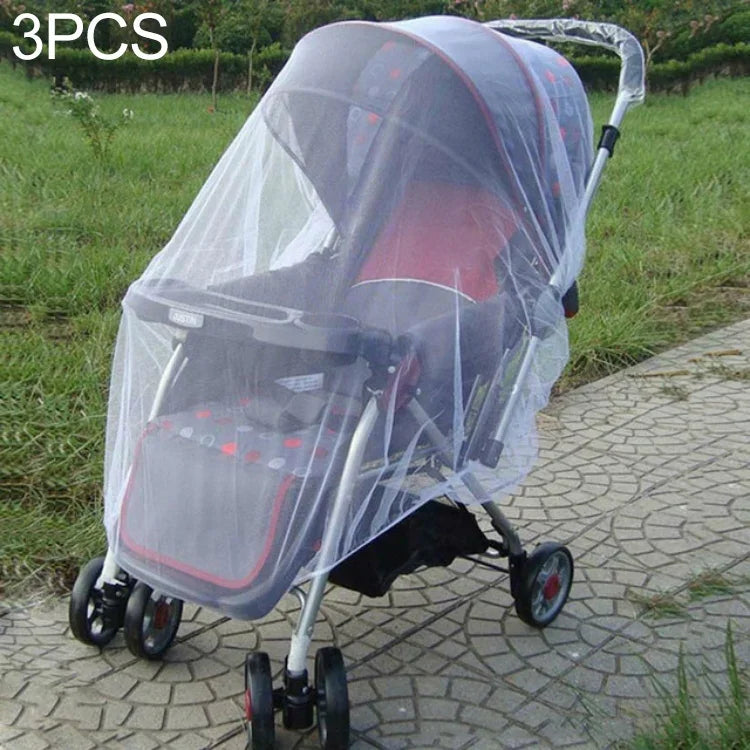 3 PCS Rede Protetora Contra Mosquitos para Carrinho de Bebé de 150cm, Malha de Proteção Segura para Bebés, Acessórios para Carrinho, Rede Anti-mosquitos