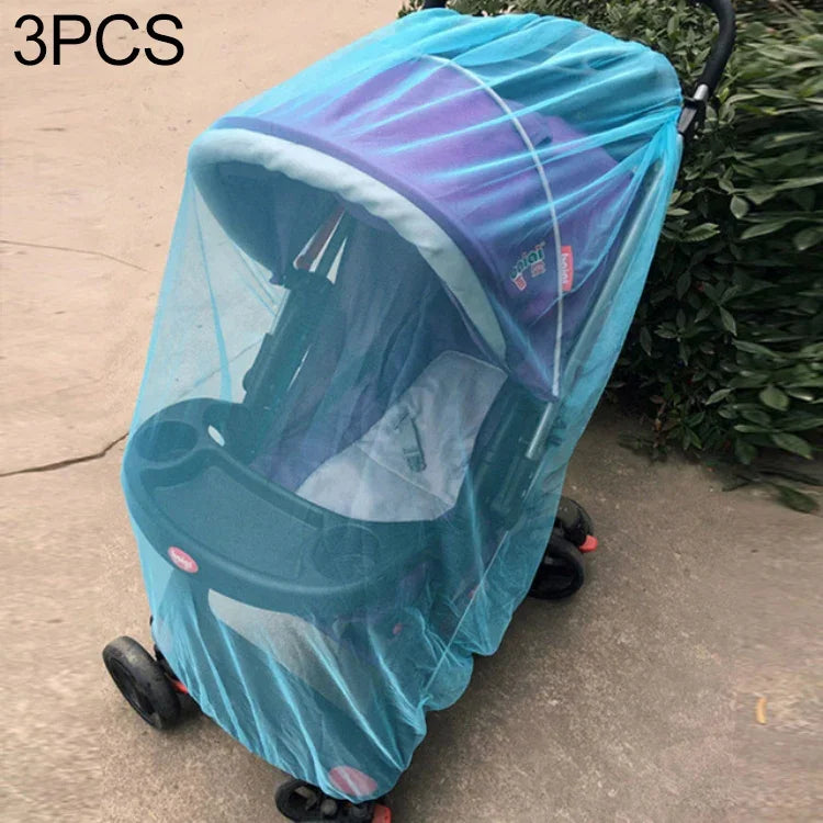 3 PCS Rede Protetora Contra Mosquitos para Carrinho de Bebé de 150cm, Malha de Proteção Segura para Bebés, Acessórios para Carrinho, Rede Anti-mosquitos