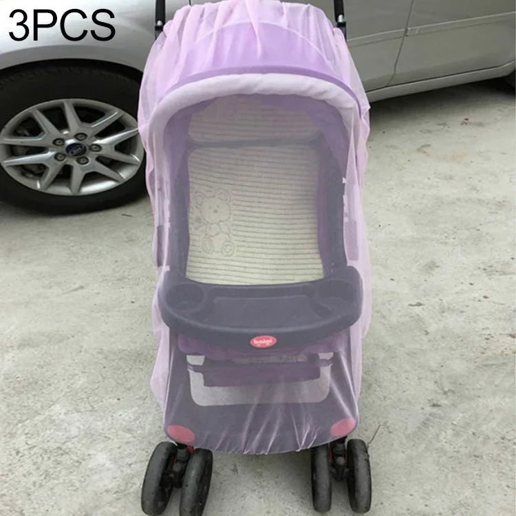 3 PCS Rede Protetora Contra Mosquitos para Carrinho de Bebé de 150cm, Malha de Proteção Segura para Bebés, Acessórios para Carrinho, Rede Anti-mosquitos