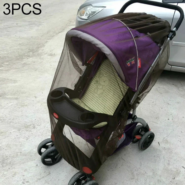 3 PCS Rede Protetora Contra Mosquitos para Carrinho de Bebé de 150cm, Malha de Proteção Segura para Bebés, Acessórios para Carrinho, Rede Anti-mosquitos