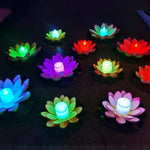 Luzes LED de Inundação 3 Cores em Forma de Flor de Lótus Flutuante Artificial para Piscina Exterior Festa de Desejos