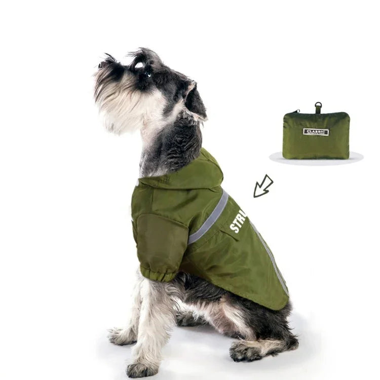 Impermeável para Animais de Estimação com Capuz e Faixa Reflectora Dobrável, Roupa para Cão, S, M, L, XL, XXL