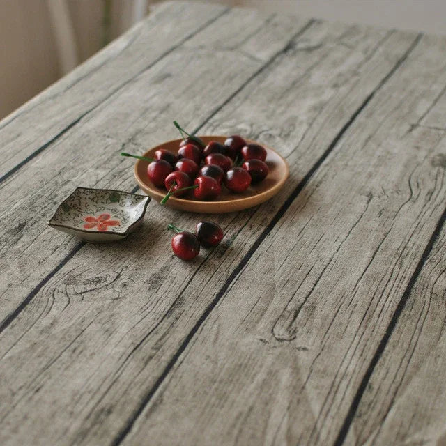 Toalha de Mesa Retangular Vintage Popular em Linho com Grão de Madeira, à Prova de Pó para Restaurante, 50x70cm, 70x70cm, 90x90cm, 100x140cm, 140x140cm, 140x180cm, 140x200cm, 140x220cm