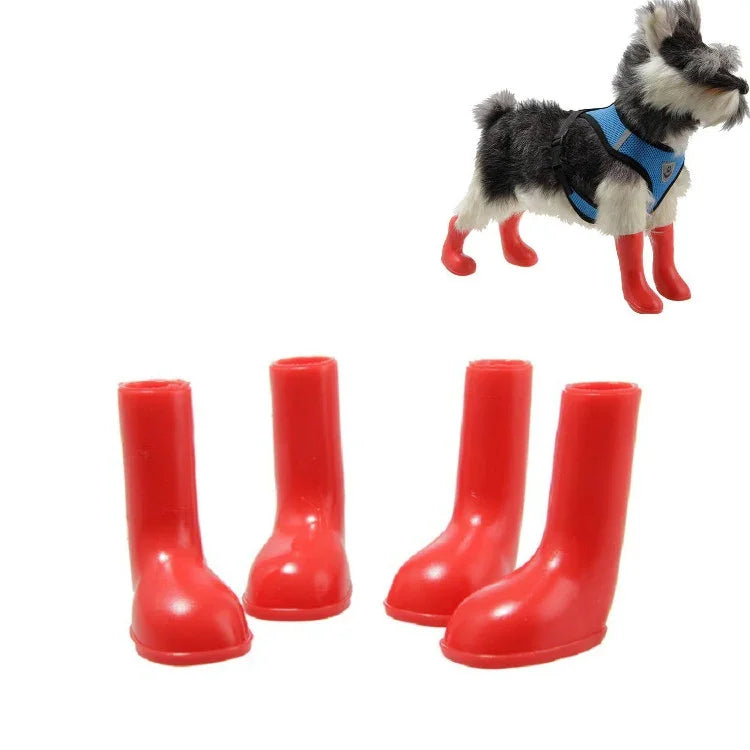 4 PCS/Conjunto Botas de Chuva para Animais de Estimação Impermeáveis Antiderrapantes para Cão, S, M, L