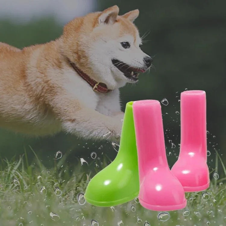 4 PCS/Conjunto Botas de Chuva para Animais de Estimação Impermeáveis Antiderrapantes para Cão, S, M, L