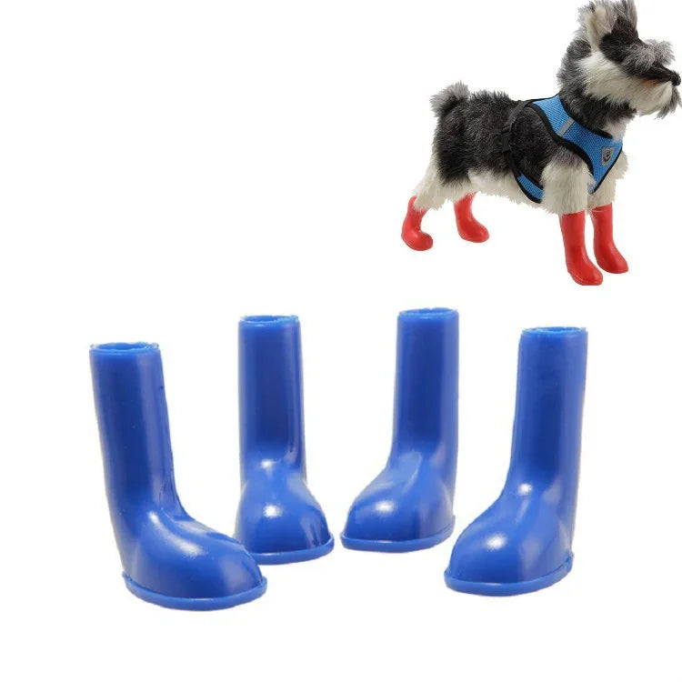 4 PCS/Conjunto Botas de Chuva para Animais de Estimação Impermeáveis Antiderrapantes para Cão, S, M, L