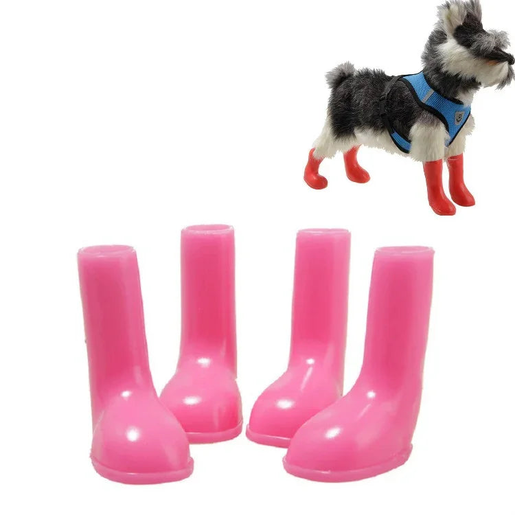 4 PCS/Conjunto Botas de Chuva para Animais de Estimação Impermeáveis Antiderrapantes para Cão, S, M, L