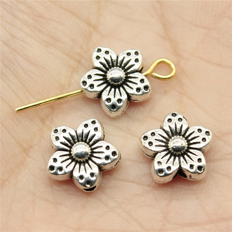 30 Peças Contas de Encanto de Flor de Liga de Prata Tibetana Contas Espaçadoras de Flor, Tamanho: 9x9x5mm