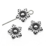30 Peças Contas de Encanto de Flor de Liga de Prata Tibetana Contas Espaçadoras de Flor, Tamanho: 9x9x5mm