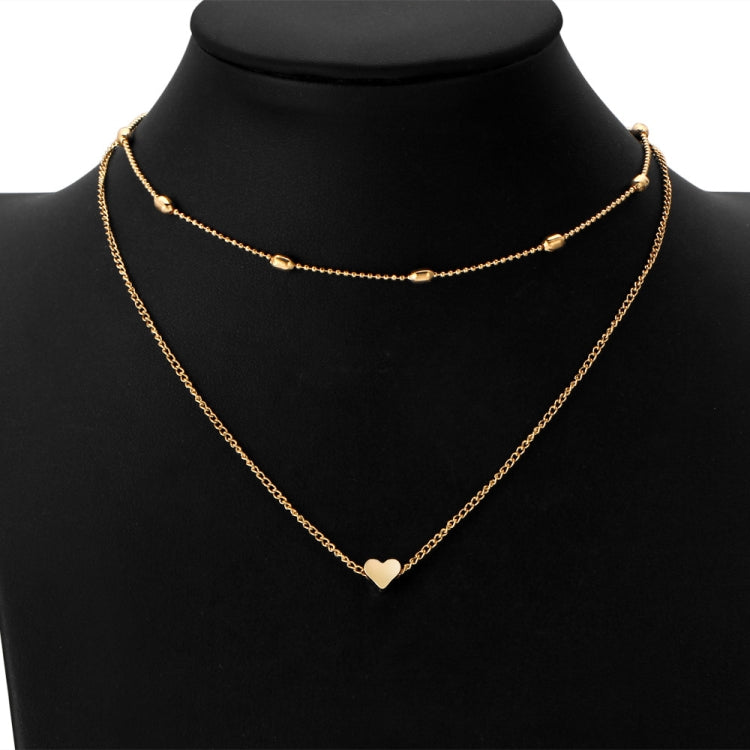 Jewelry Vintage Simple Copper Heart Multi - Layer Clavicle Necklace Wholesale Necklace, Silver, gold