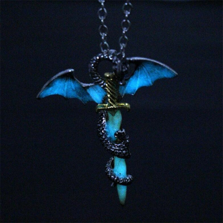 Colar Pendente Espada de Dragão Luminosa Joalharia Anime Escuro