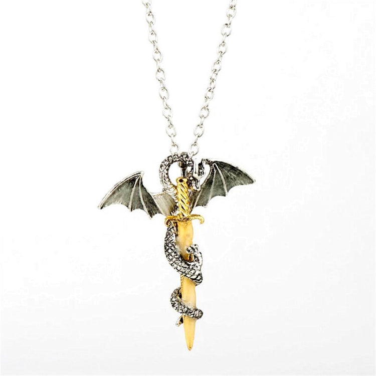 Colar Pendente Espada de Dragão Luminosa Joalharia Anime Escuro