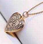 Colar Pingente de Medalhão de Memórias em Forma de Coração DIY, Ouro, Prateado