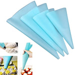 4 PCS Sacos de Confeitar de Silicone com Bico para Creme Ferramentas DIY para Decoração de Bolos, Saco de Creme (Azul), Saco de Creme (Branco), Saco de Creme (Rosa), Saco de Creme (Verde)
