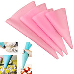 4 PCS Sacos de Confeitar de Silicone com Bico para Creme Ferramentas DIY para Decoração de Bolos, Saco de Creme (Azul), Saco de Creme (Branco), Saco de Creme (Rosa), Saco de Creme (Verde)