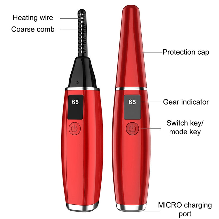 Curvador Elétrico de Pestanas, Ferramenta de Beleza Recarregável, 380mAh (Vermelho), 380mAh (Branco)
