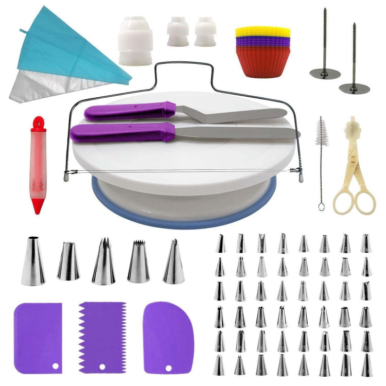 Conjunto de 106 Peças de Prato Giratório para Bolo em Aço Inoxidável Ferramenta para Decoração e Cozedura de Bolos, 106 PCS/Conjunto Roxo, 106 PCS/Conjunto Azul